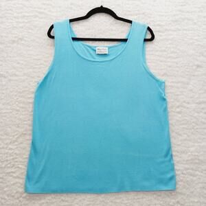 Tank Top Size 1X Aqua Luxury Feel Soft Girl Casual Chic Vacation Ribbed Travel
